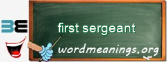 WordMeaning blackboard for first sergeant